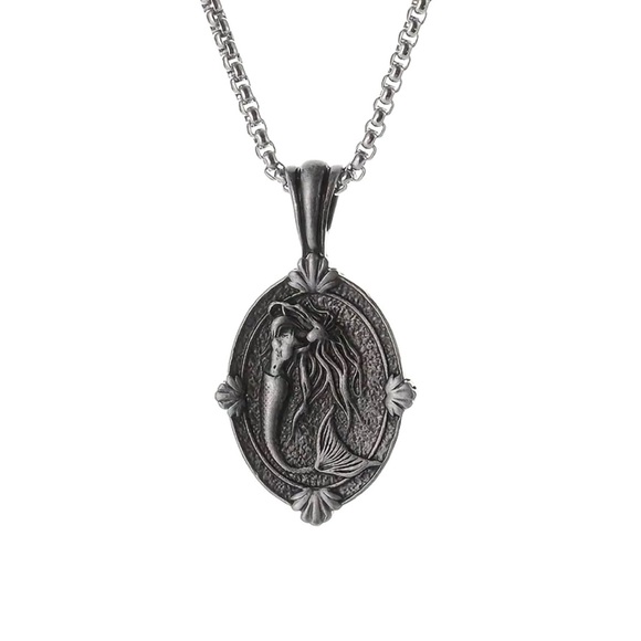 Mermaid Goddess Cameo~ Siren Sovereign Wispy Hair Abstract Art Backbend Necklace - Picture 11 of 15